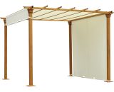 Outsunny 3(m) x 3(m) Garden Outdoor Retractable Pergola Gazebo with Adjustable Canopy Garden Sun Shade Patio Canopy Shelter - Beige 84C-168BG 5056399104756