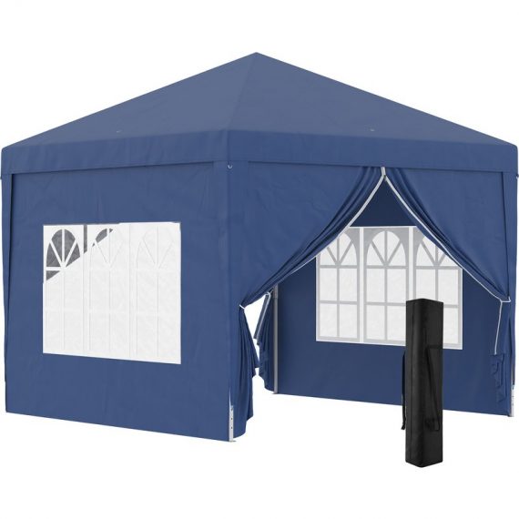Outsunny 3 x 3 Meters Pop Up Water Resistant Gazebo Wedding Camping Party Tent Canopy Marquee with Carry Bag, Blue 84C-430V00BU 5056602966867
