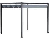 Outsunny 4 x 3(m) Metal Pergola Gazebo Patio Sun Shelter Grape Tent Retractable Canopy Grey 84C-175V01 5056534567910