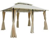 Outsunny 4m x 3(m) Metal Gazebo Canopy Party Tent Garden Pavillion Patio Shelter Pavilion with Curtains Sidewalls Beige 01-0154 5060265998769