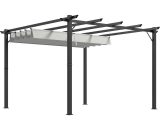 Outsunny 3 x 3(m) Aluminium Pergola Canopy Gazebo Awning Outdoor Garden Sun Shade Shelter Marquee Party BBQ, Light Grey 84C-054V00LG 5056725371685