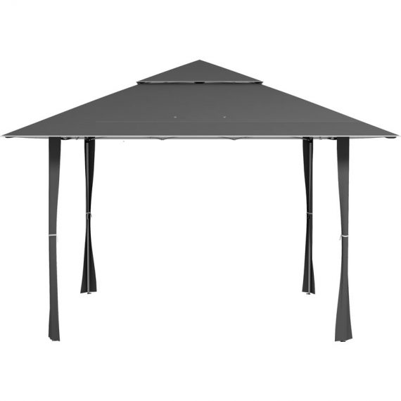 Outsunny 4 x 4m Pop-up Gazebo Double Roof Canopy Tent with UV Proof, Roller Bag & Adjustable Legs Outdoor Party, Steel Frame, Dark Grey 84C-229V01CG 5056725388973