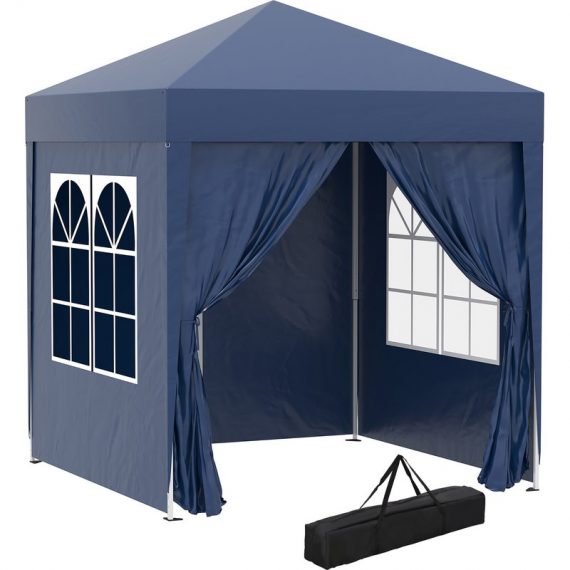 Outsunny 2x2m Garden Pop Up Gazebo Marquee Party Tent Wedding Awning Canopy W/ free Carrying Case + Removable 2 Walls 2 Windows-Blue 100110-066B 5056725594183