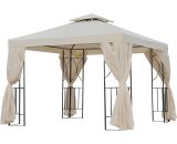 Outsunny 3 x 3 m Garden Metal Gazebo Marquee Patio Wedding Party Tent Canopy Shelter with Pavilion Sidewalls  (Beige) 84C-043CW 5056029891681